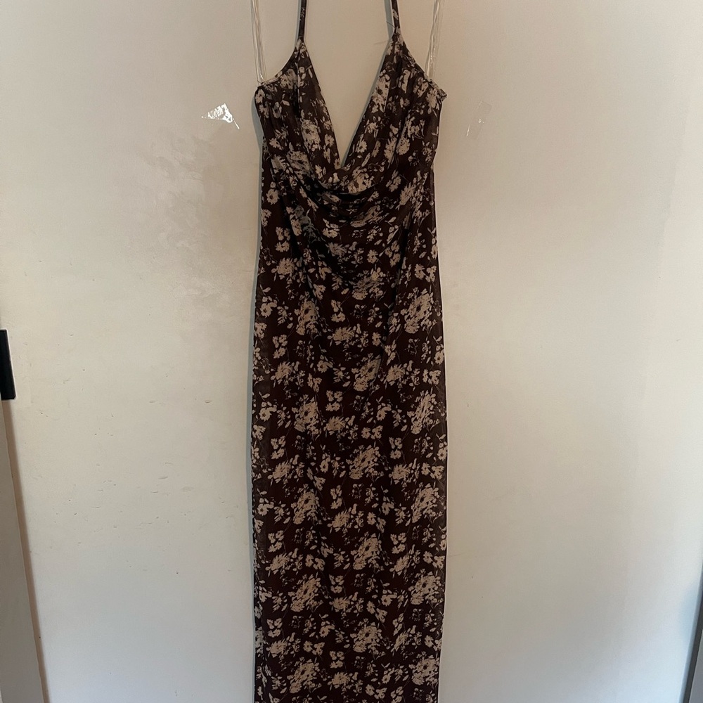 Halter brown bodycon dress